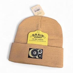 Unisex Tan Beanie Hat Brain Warmer for Big Thinkers